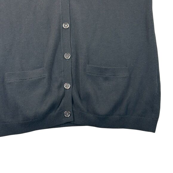Burberry Brit Elbow Patch Cardigan Sweater Womens M Black Nova Check V Neck - Picture 3 of 14
